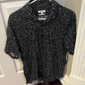 Reiss Black and White Speckled Casual Shirt